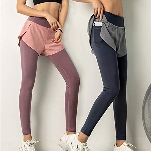 Cecobora Kadın Spor Koşu spor salonu pantolonu Hızlı Kuru Yüksek Elastik Çift Katmanlı Yoga Şort için telefon cebi ile Fitness