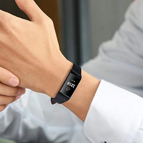 Fitbit Charge 4/ Charge 3/ Charge 3 SE Fitness Tracker için Uyumlu Deri Bantlar, Kadın Erkek için Hakiki Deri Bant Yedek Kayış