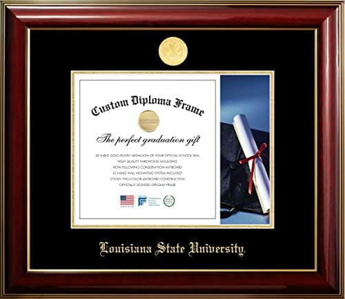 Kampüs Görüntüleri Louisiana Eyalet Üniversitesi Kaplanları 11w x 8.5 h Klasik Maun Altın Kabartmalı Diploma Çerçevesi