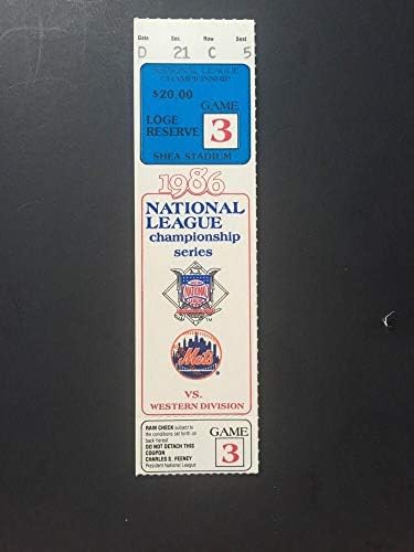 1986 Ny Mets Nl Şampiyonası Bilet Saplama Shea Stadyumu Oyunu 3 Gary Carter Nane + - MLB İmzasız Çeşitli