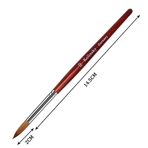 Kolinsky Tırnak Fırçası, Akrilik Nail Art Fırçalar Saf Sable Nail Art Çizim Uygulama için Yuvarlak Kırmızı Ahşap Saplı Akrilik