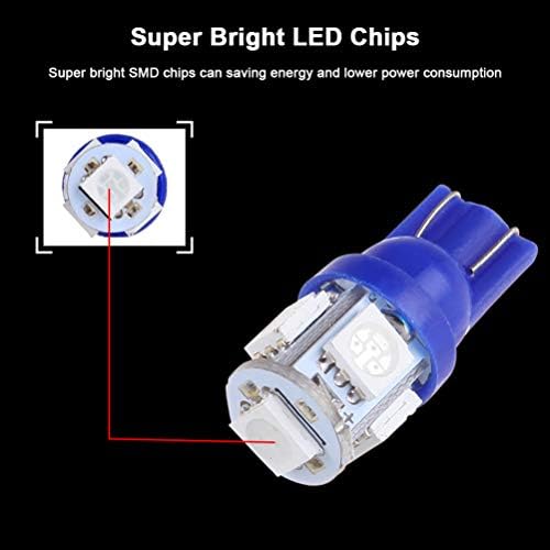 cciyu (6) T10 5-5050-SMD PC194 mavi LED ampul gösterge paneli küme Dash ışık büküm kilit soketi