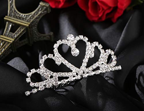 Lovelyshop Mini Kalp Rhinestone Tiara Düğün Gelin Balo Doğum Günü Pegeant Prinecess Parti-1 Paket