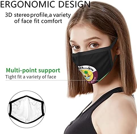 Katar amblemi Yetişkin Maskesi Yeniden Kullanılabilir Nefes Toz Geçirmez Yıkanabilir Evrensel Erkekler ve Kadınlar için Siyah