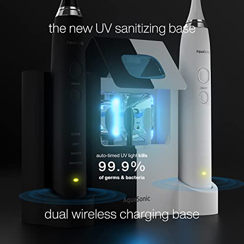 AquaSonic DUO PRO-Ultra Beyazlatma 40,000 VPM Elektrikli Akıllı Diş Fırçaları-ADA Kabul Edildi-Akıllı Zamanlayıcılarla 4 Mod-UV
