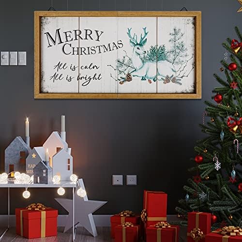 winemana Merry Christmas Ahşap Burcu Duvar Dekor, 20 x 10.4 Katlanabilir Asılı Dekoratif Burcu Noel Süslemeleri, ren Geyiği