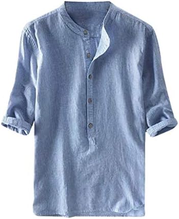 Erkekler Polo Tees Saf Renk Düğme Up Keten Katı Yaz Yeni Retro T Shirt Üstleri Eğlence Bluz Adam Yarım Kollu Üst