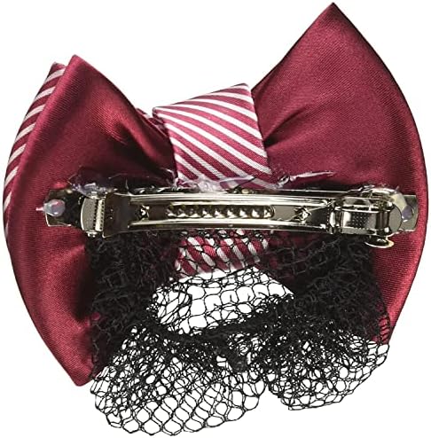 KFıdFran Çizgili Çift İlmek Net Barrette Saç Tokası Snood, Kırmızı Beyaz, 0,05 Pound (Gestreifter Doppel Bowknot Netz Haarspangen