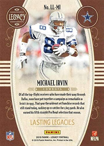 2019 NFL Legacy Kalıcı Miraslar 16 Michael Irvin Dallas Cowboys Resmi Panini Futbol Ticaret Kartı