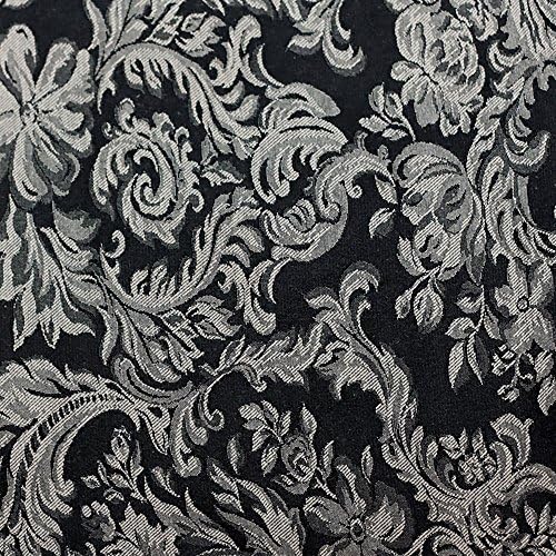 Ultimate Textile -5 Paket-Damask Miranda 60 x 84 İnç Oval Masa Örtüsü-Çiçekli Yaprak İki Tonlu Jakarlı Tasarım, Siyah