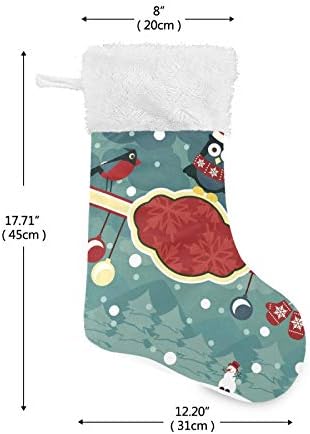 YUEND 1 Parça Klasik Kişiselleştirilmiş Merry Christmas Robin Kar Tanesi Büyük Noel Stocking Kitleri ile Aile Tatil Noel Partisi