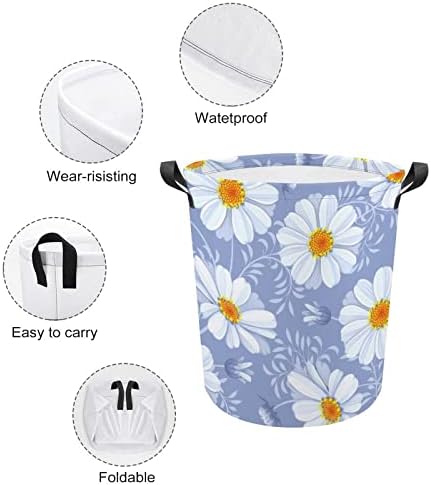 Giysi sepeti çamaşır sepeti Çiçek Doku Katlanabilir Çamaşır Sepeti ile Genişletilmiş Kolları Kolay Taşıma Çamaşır Bin için