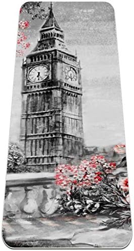 Unicey Vintage Eyfel Kulesi Big Ben Gül Çiçekler Yoga Mat Kalın Kaymaz Yoga Paspaslar Kadınlar ve Kızlar için egzersiz matı